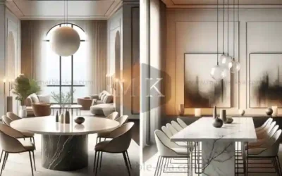 افكار للحصول على طاولة رخام لغرفة طعام