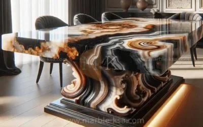 طاولات غرفة طعام من رخام الأونيكس